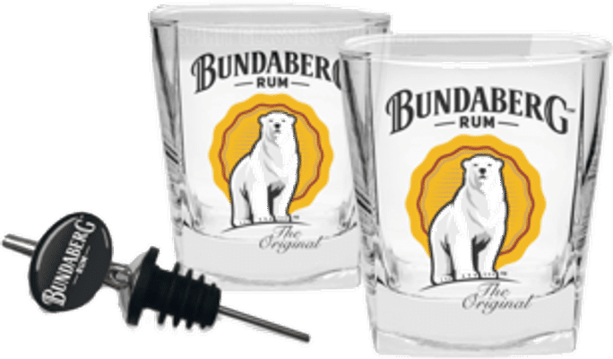 Bundaberg 2 Spirit Glasses Pourer Set