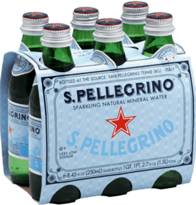 S.Pellegrino Sparkling Natural Mineral Water Glass Bottles 250mL