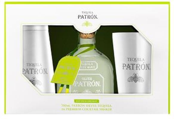 Patron Silver Tequila & Premium Cocktail Shaker Gift Pack