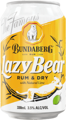 Bundaberg Lazy Bear Rum & Dry Cans 10 Pack Ready to Drink