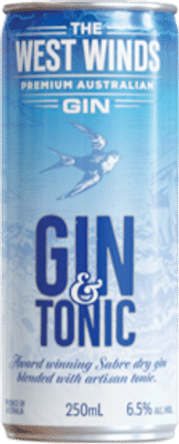 The West Winds Gin Sabre Gin and Tonic Cans 250mL