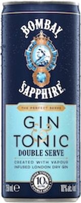 Bombay Sapphire Gin & Tonic Double Serve 10% Cans 250mL