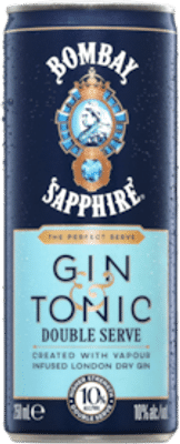 Bombay Sapphire Gin & Tonic Double Serve 10% Cans
