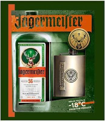 Jagermeister Liqueur & Retro Hip Flask Gift Pack