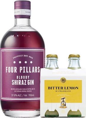 Four Pillars Bloody Shiraz Gin & Bitter Lemon Tonic 4 Pack Value Bundle