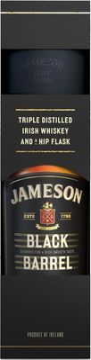 Jameson Black Barrel Irish Whiskey & Hip Flask Gift Pack
