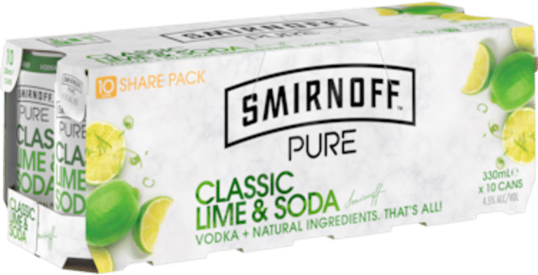 Smirnoff Pure Lime and Soda Cans Premix Vodka