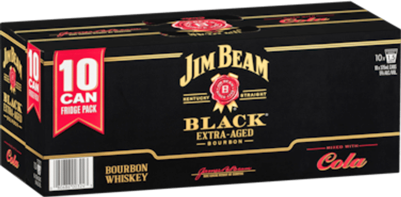 Jim Beam Black Label & Cola Cans 10 Pack Bourbon