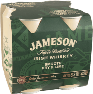 Jameson Irish Whiskey Smooth Dry & Lime Cans