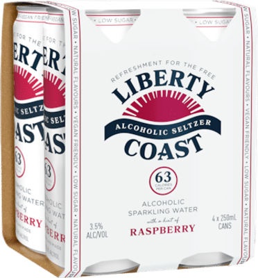 Liberty Coast Seltzer Raspberry 3.5 Percent Vodka