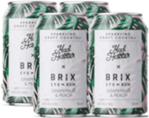 Brix & Mad Hatter Peach and Grapefruit Sparkling Cocktail Rum