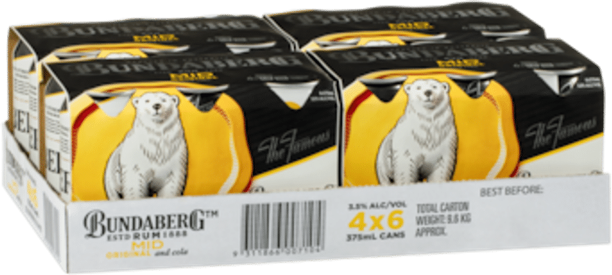 Bundaberg UP Rum Midstrength & Cola Cans mL