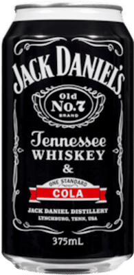 Jack Daniels One Standard Tennessee Whiskey & Cola Cans 375mL