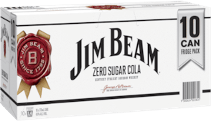 Jim Beam White Label Bourbon & Zero Sugar Cola Cans 10 Pack