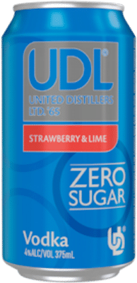 UDL Zero Sugar Vodka Strawberry & Lime Cans 375mL