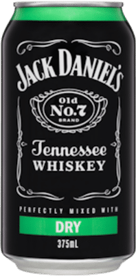 Jack Daniels Tennessee Whiskey & Dry Can 375mL