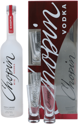 Chopin Rye Vodka + 2 Shot Glasses Gift Pack