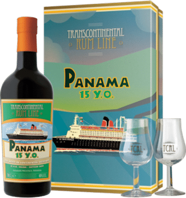 Transcontinental Rum Line Panama 15 Year 2 Glasses Gift Box