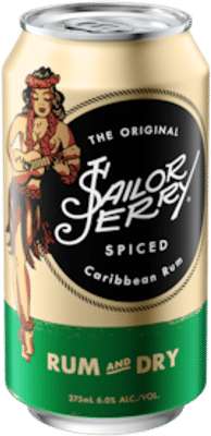 Sailor Jerry Spiced Rum & Dry Cans 10 Pack 375mL