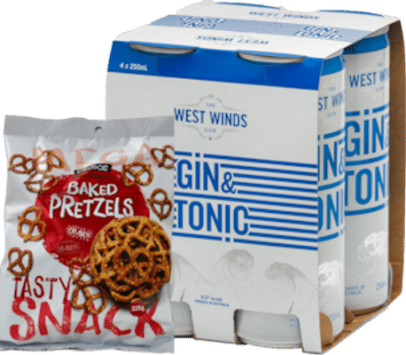 The West Winds Gin Gin and Tonic Cans + Pretzels