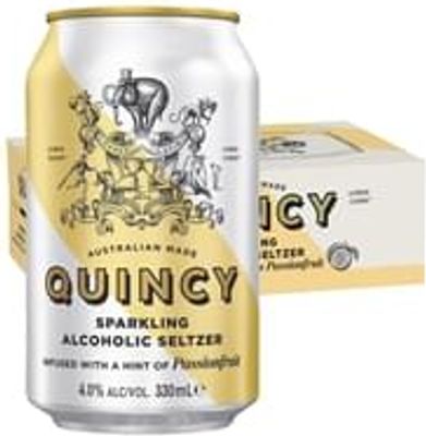 Quincy Sparkling Alcoholic Seltzer Passionfruit 4 Pack  Cans